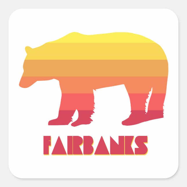 Fairbanks Alaska Rainbow Bear Quadratischer Aufkleber (Vorderseite)
