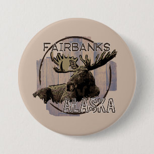 Fairbanks Alaska rustikale Elch-Taste Button