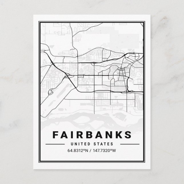 Fairbanks Alaska USA Travel City Map Postkarte (Vorderseite)
