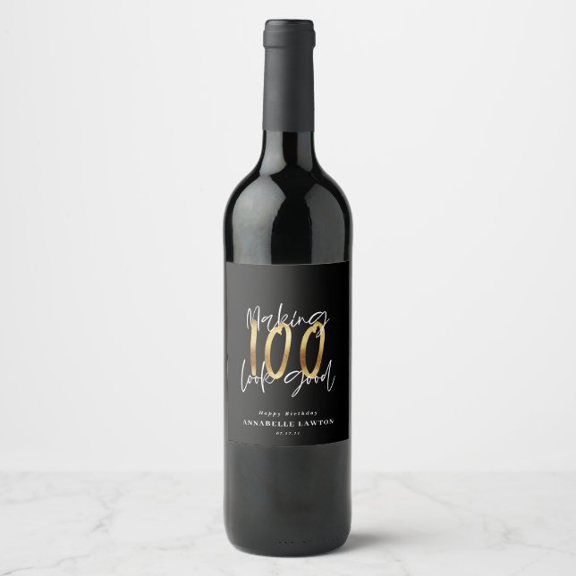 Faire 100 look bon or bouteille étiquette d'annive (Devant)