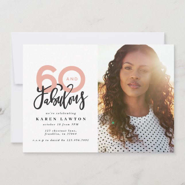 Faire 60 belle invitation d'anniversaire photo (Devant)