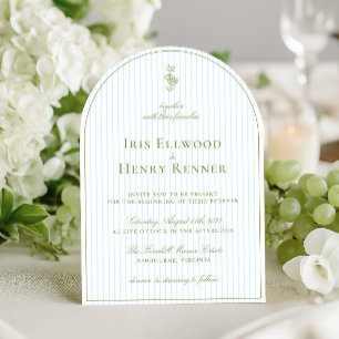 Faire carte de mariage à arc vert sauge et rayure