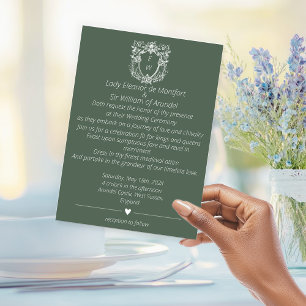 Faire carte de mariage à monogramme de blason vert