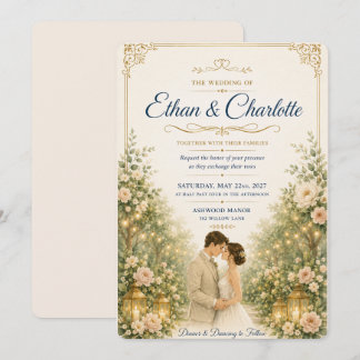 Faire carte de mariage Florale orange Temp