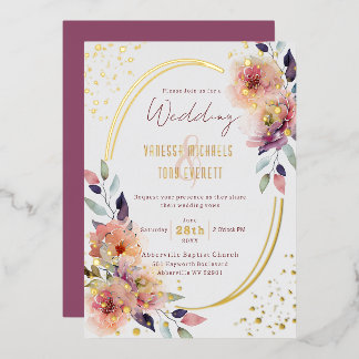 Faire carte de mariage ovale aquarelle florale ros