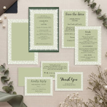 Faire carte d'invitation de mariage classique vert