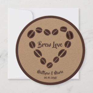 Faire carte d'invitation de mariage coeur haricot 