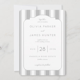 Faire carte d'invitation de mariage rayée grise