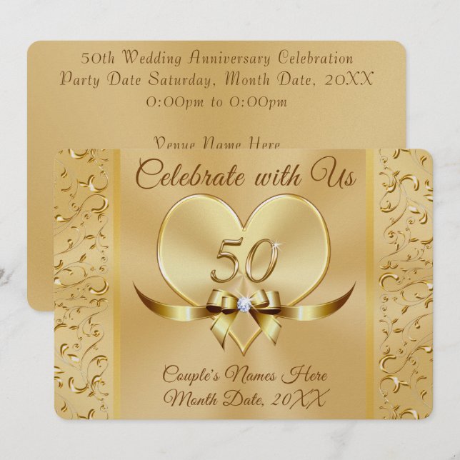 Faire Cartes d'invitation pour un 50e Anniversaire (Devant / Derrière)