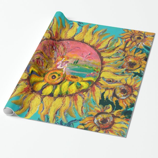 FAIRE DER SONNENBLUMEN SPIELEN LYRA Fantasy Fantas Geschenkpapier (Ungerollt)