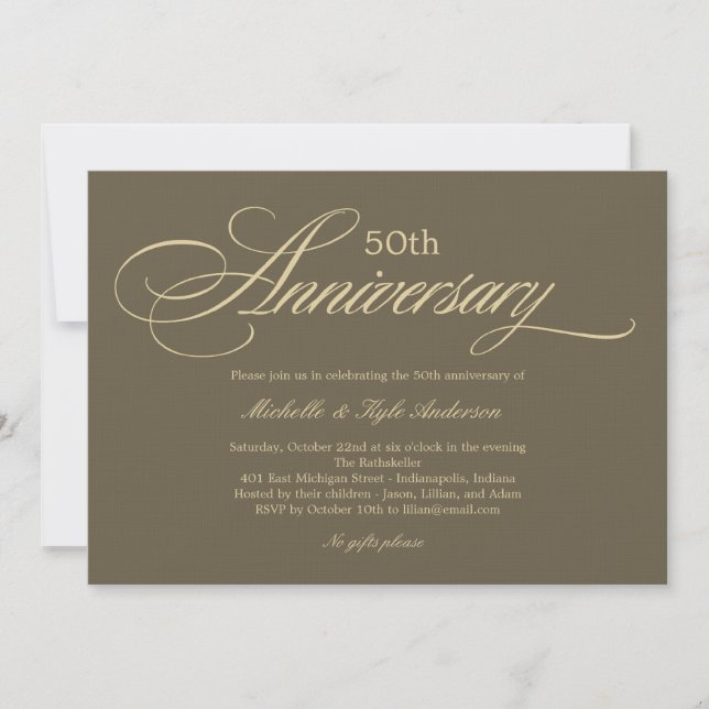 Faire invitation d'anniversaire de mariage - Doré (Devant)