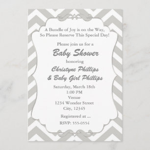 Faire invitation de baby shower Chevron blanc et g