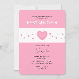 Faire invitation de baby shower cœur rose