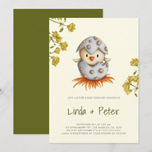 Faire invitation de baby shower florale oiseau neu