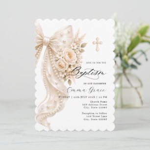 Faire invitation de baptême au ruban de perle et a