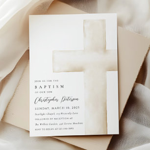 Faire invitation de baptême grande croix blanche é