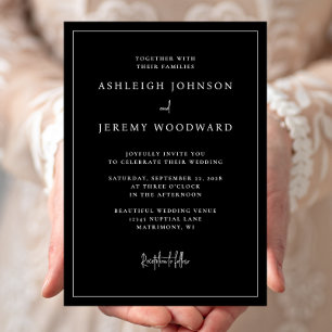 Faire invitation de mariage à cadre noir élégant