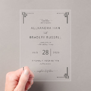 Faire invitation de mariage à clé grecque noire