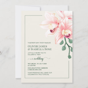 Faire invitation de mariage à l'orchidée rose doux