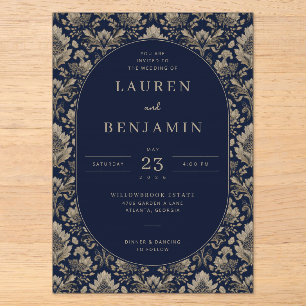 Faire invitation de mariage à motif floral et bleu