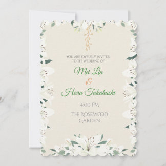 Faire invitation de mariage au lys blanc et au feu