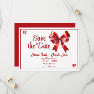Faire invitation de mariage au nœud rouge coquette