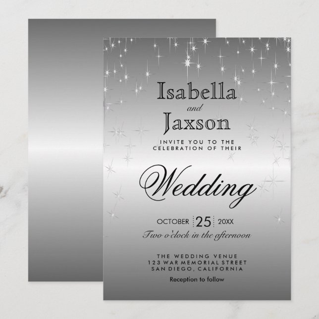 Faire invitation de mariage aux lumières étoile ar (Devant / Derrière)