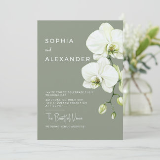 Faire invitation de mariage aux orchidées aquarell