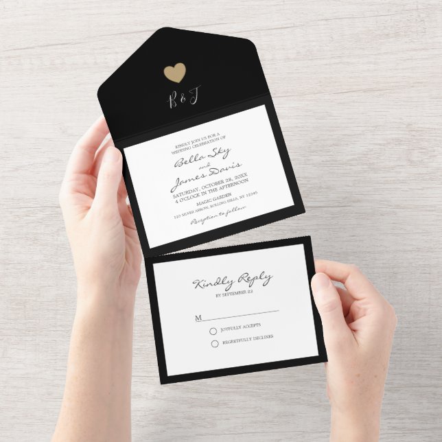 Faire invitation de mariage avec cœur noir tout-en (Déchirure)