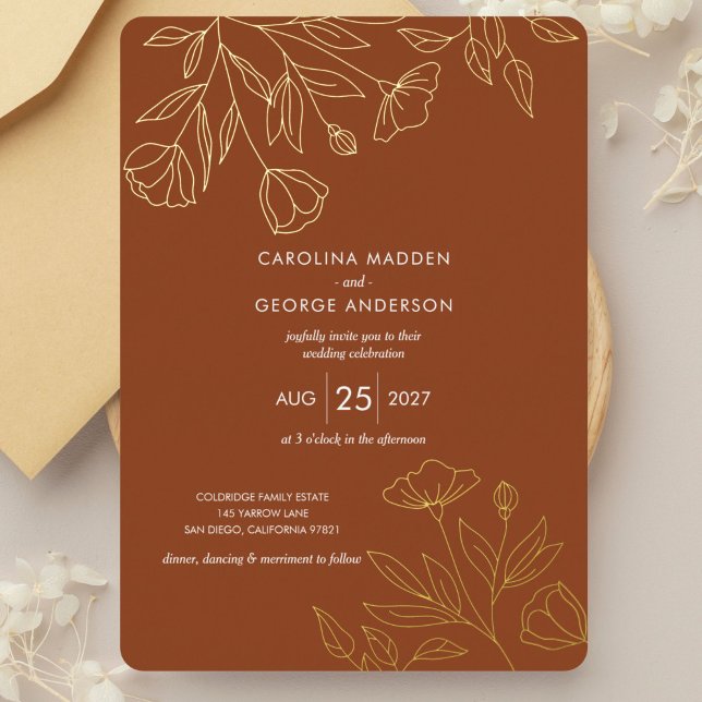 Faire invitation de mariage avec contours floraux  (Créateur téléchargé)