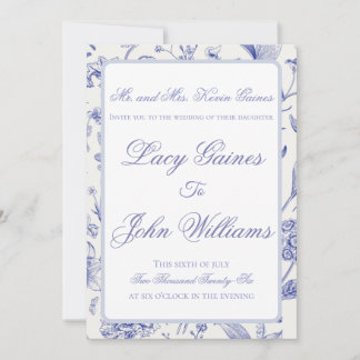 Faire invitation de mariage bleu en chinoiserie él