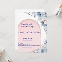 Faire invitation de mariage Bleue Flora