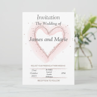 Faire invitation de mariage, cœur dessiné rose