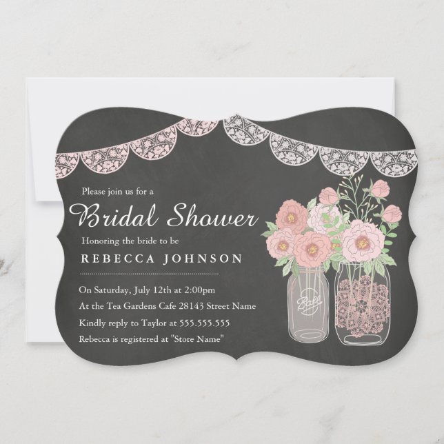 Faire invitation de mariage dans un pot de Mason e (Devant)