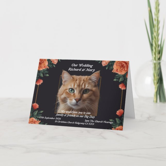Faire invitation de mariage Élégance de chat (Devant)