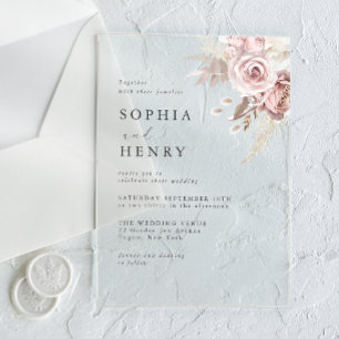 Faire invitation de mariage en acrylic avec fleurs