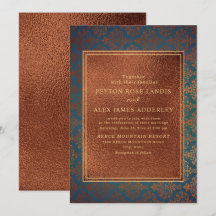 Faire invitation de mariage en damas de cuivre sar
