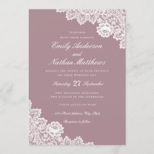 Faire invitation de mariage en dentelle blanche ro