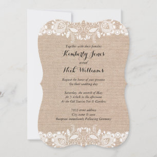 Faire invitation de mariage en dentelle blanche su