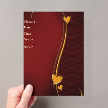 Faire invitation de mariage en forme de cœur rouge