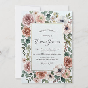 Faire invitation de mariage floral à l'aquarelle
