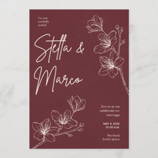 Faire invitation de mariage floral – Marron profon