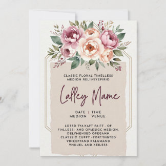 Faire invitation de mariage floral rose élégant | 