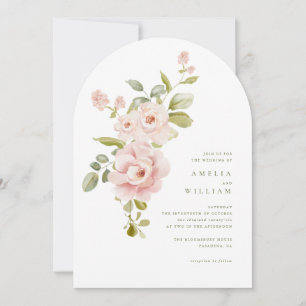 Faire invitation de mariage floral rose tendre