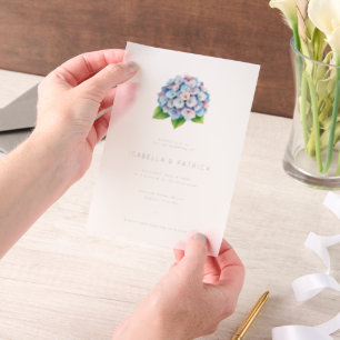 Faire invitation de mariage florale bleue