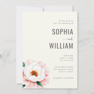 Faire invitation de mariage florale crème élégante