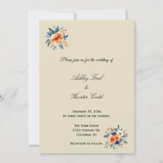 Faire invitation de mariage florale d'automne simp