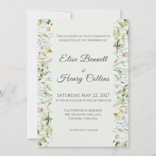 Faire invitation de mariage florale de jardin angl
