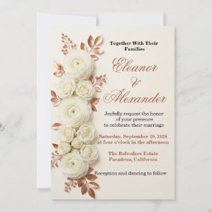 Faire invitation de mariage florale en cuivre et o