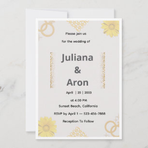 Faire invitation de mariage florale en or - Or chi